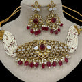 Aarzu Shell Stone And Monalisa Choker Set - Red
