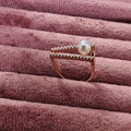 Stainless Steel Anti Tarnish Pearl Ring- Rose Gold Finish