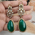 Atreyi Uncut Polki and Doublet Earrings - Green