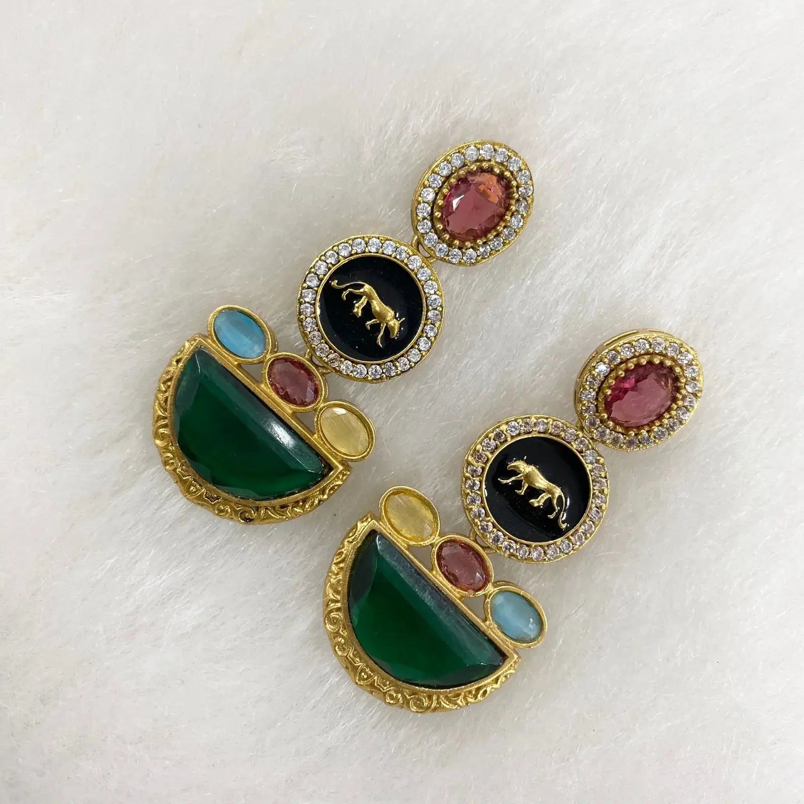 Srushti Sabyasachi Inspired Jaguar Earrings - Multi