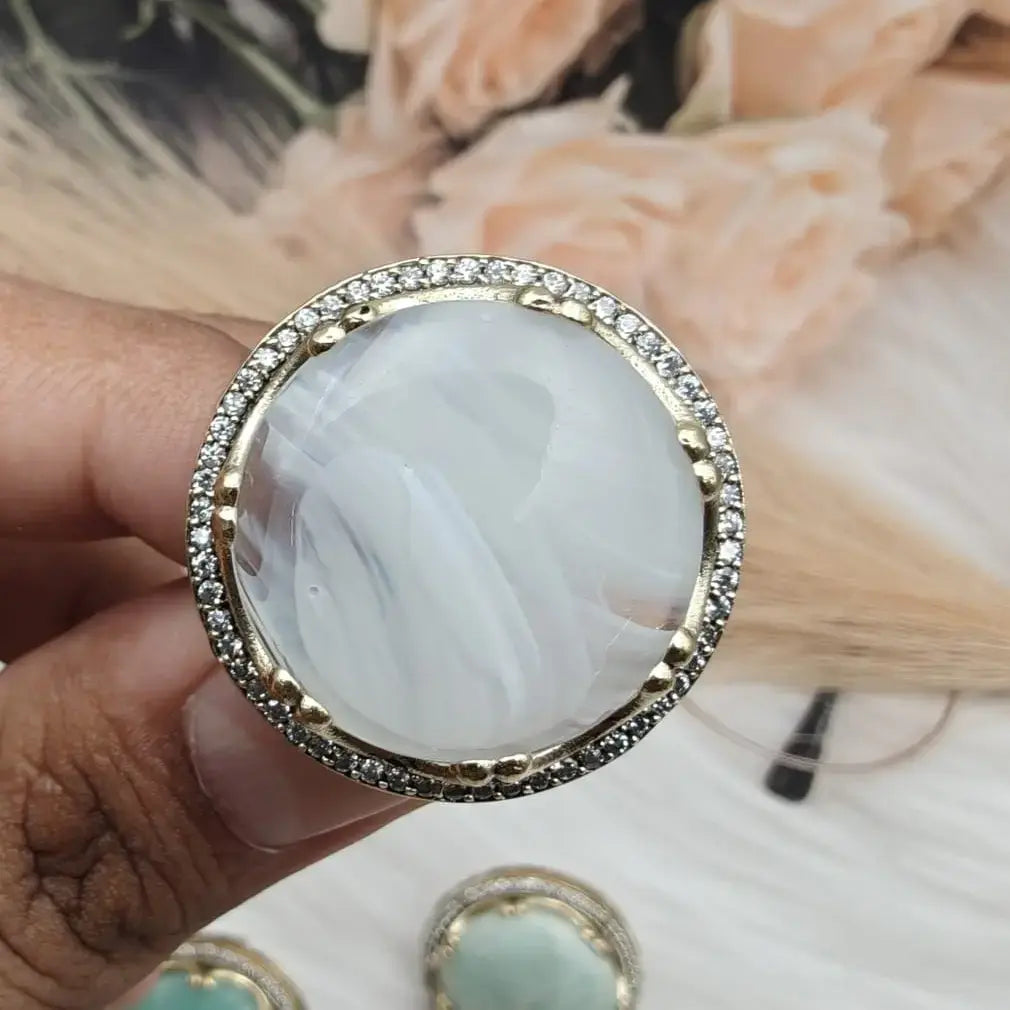 Sabya Inspired Saira Ring- White Lace Agate