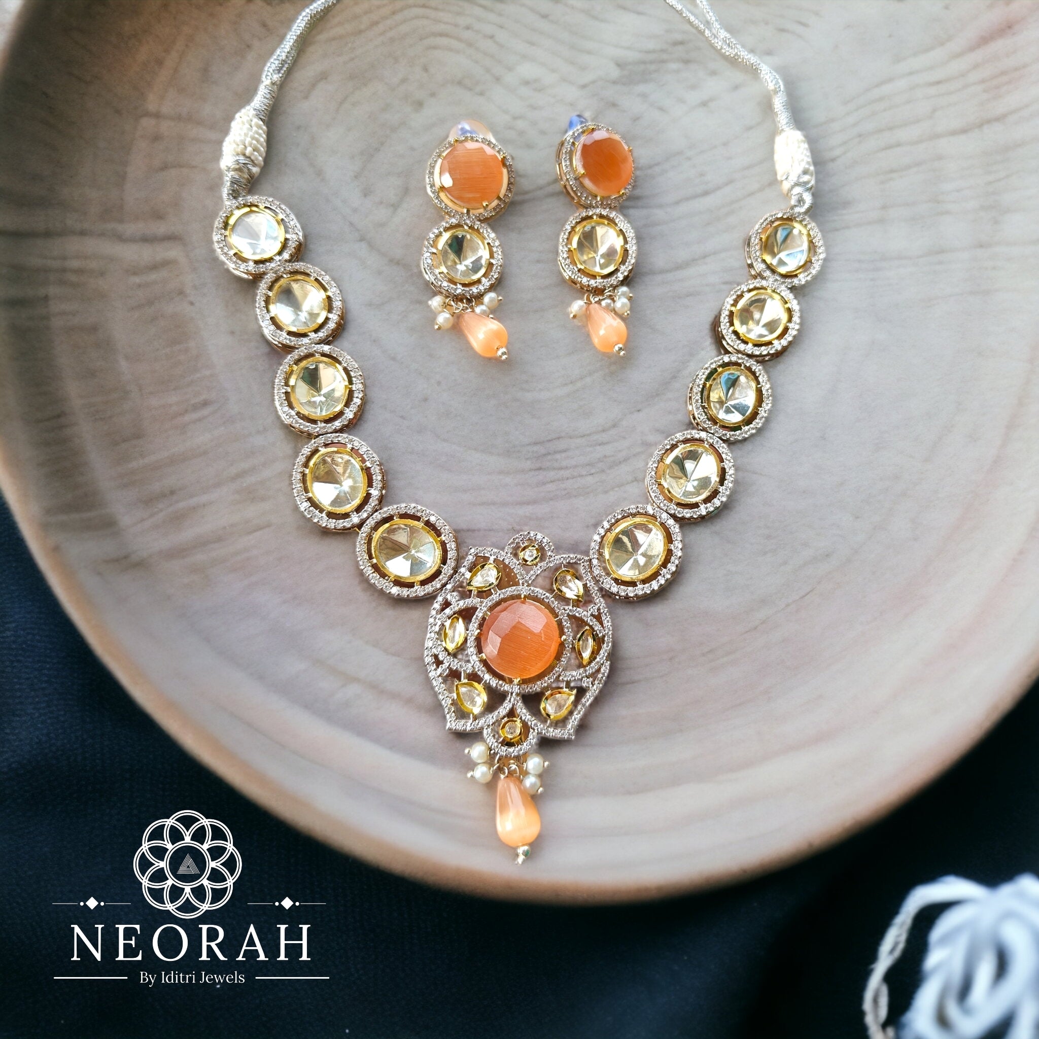 Muskaan Polki Necklace- Orange
