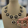 Ibadat Monalisa And Polki Necklace Set- Black