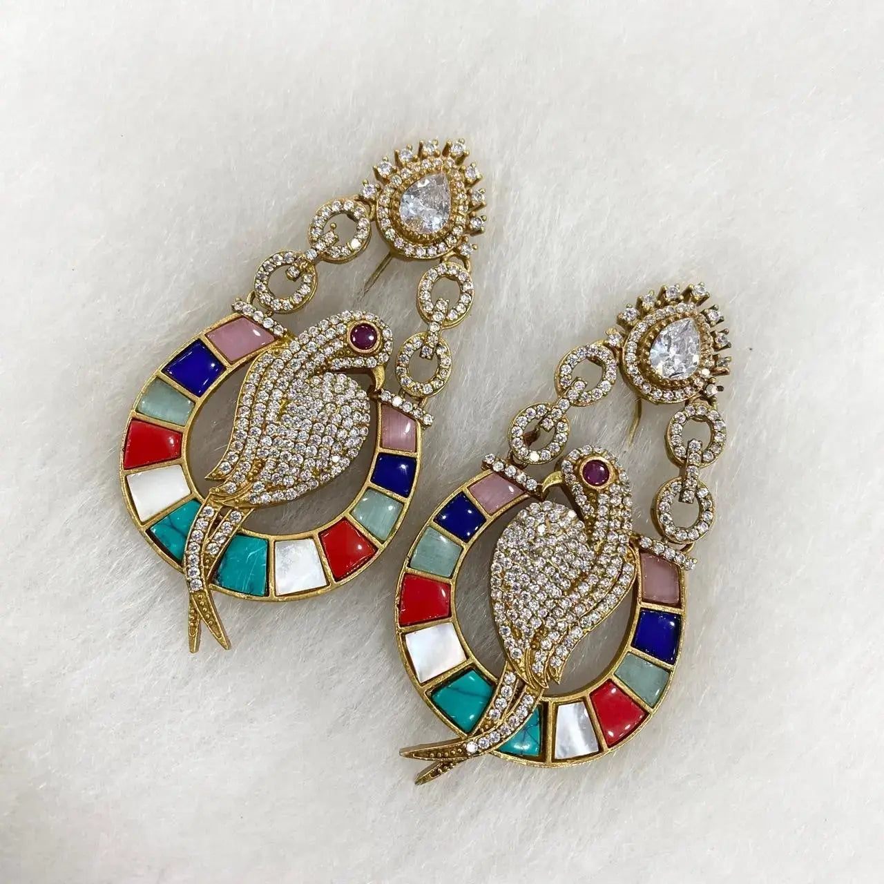 Mithu Shell And Talpe Stone Statement Earrings - Multi