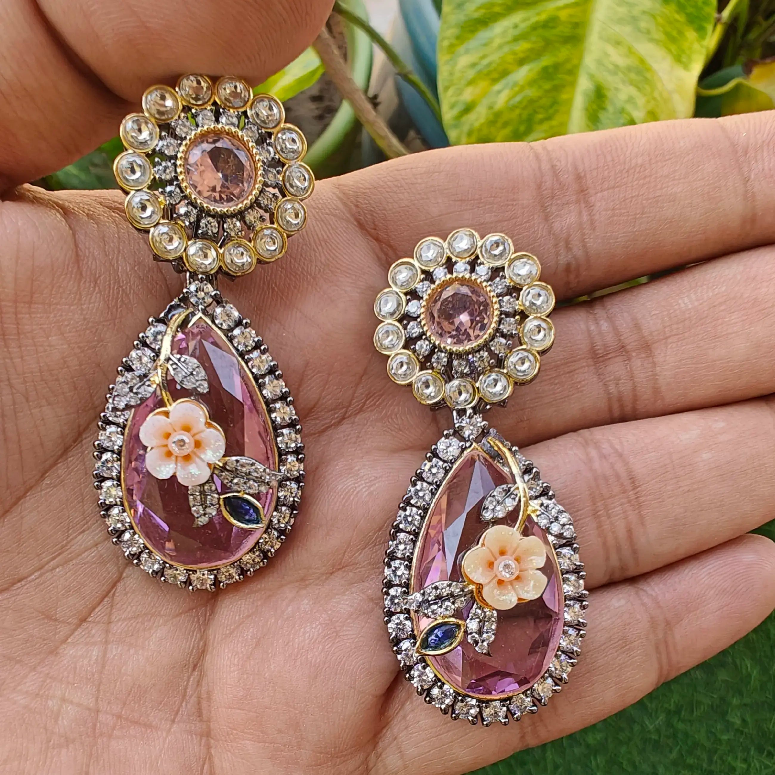 Saya Statement Premium Earrings- Pink