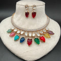 Khushi Moissanite Carved Onyx Stones Necklace Set- Multi