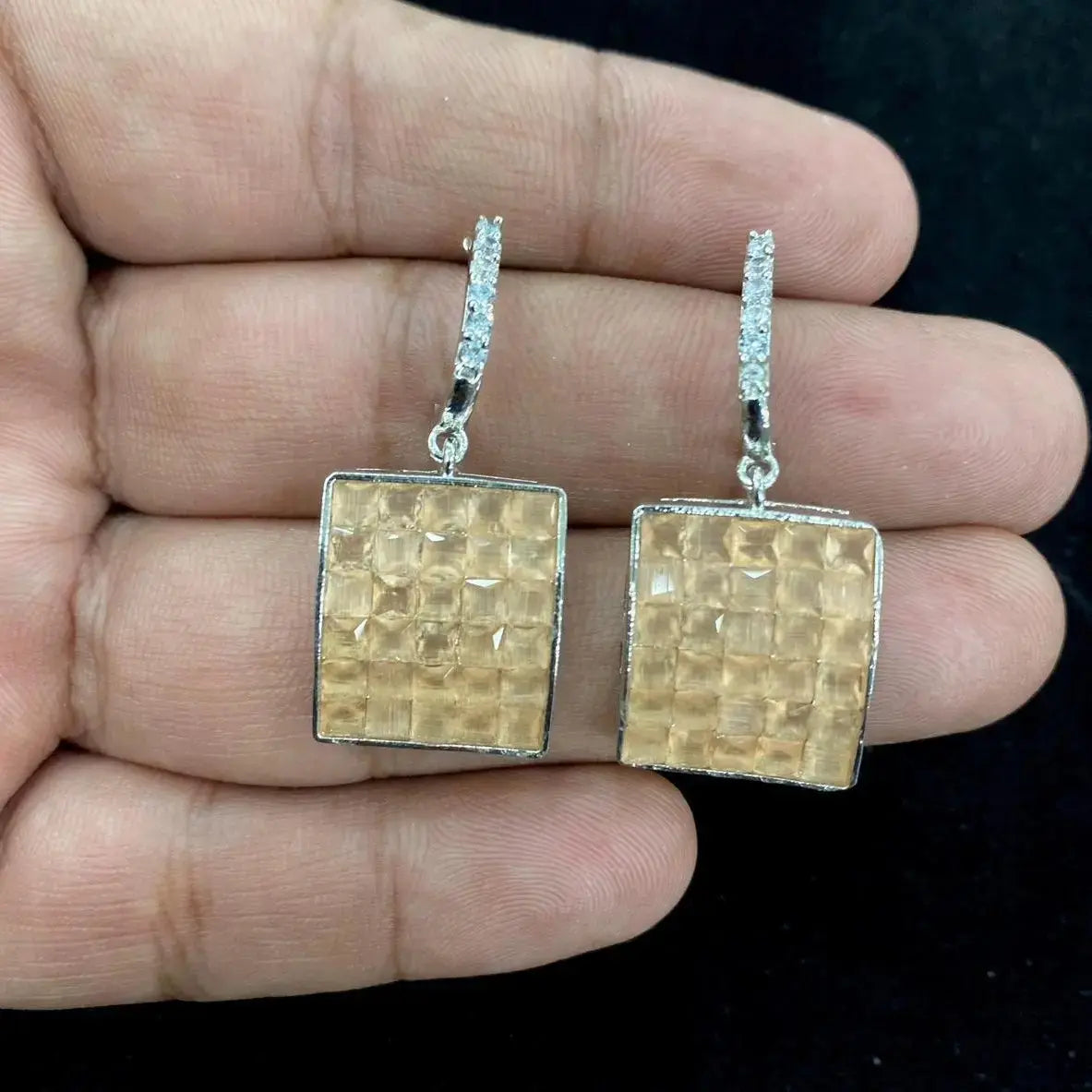 Rimjhim AD Crystal Earrings- Peach