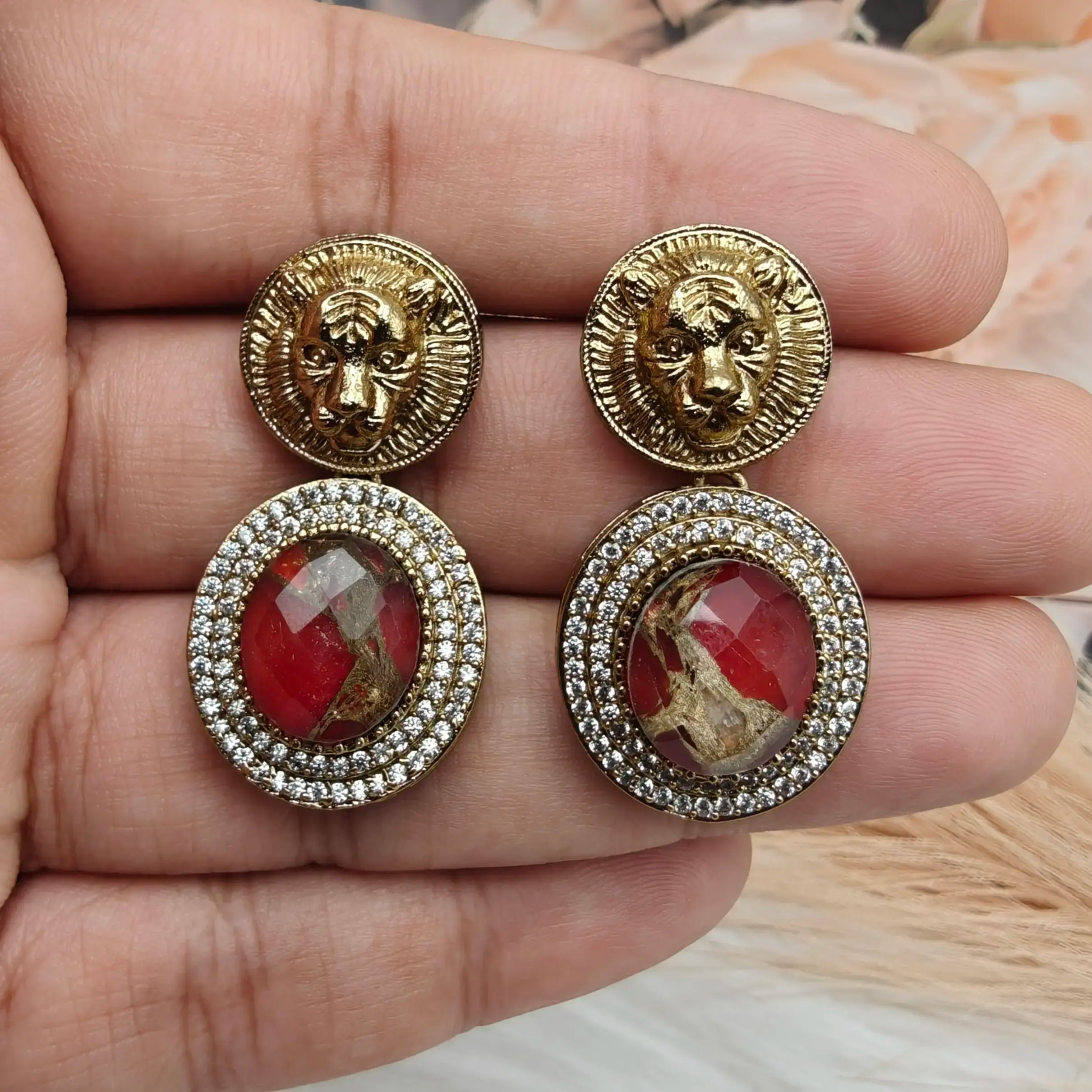 Sabyasachi Inspired Nitya Bagh Earrings - Red