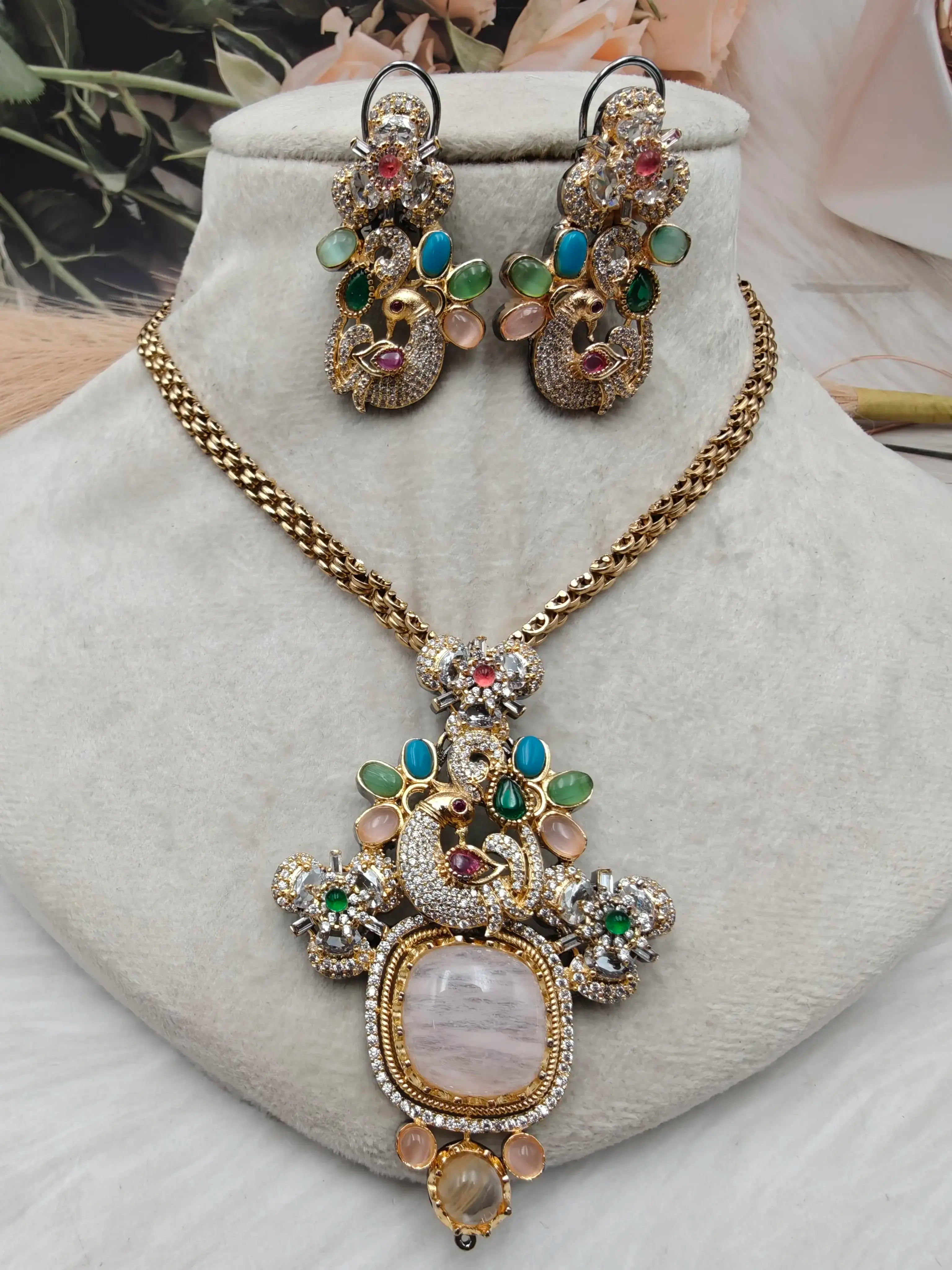 Noor-e-peacock Multi colour Necklace Set