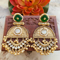 Aasma Amrapali Brass Fusion Earrings - Green And White