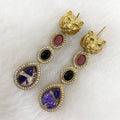 Sabyasachi Inspired Tourmaline Doublet Doha Earrings - Purple