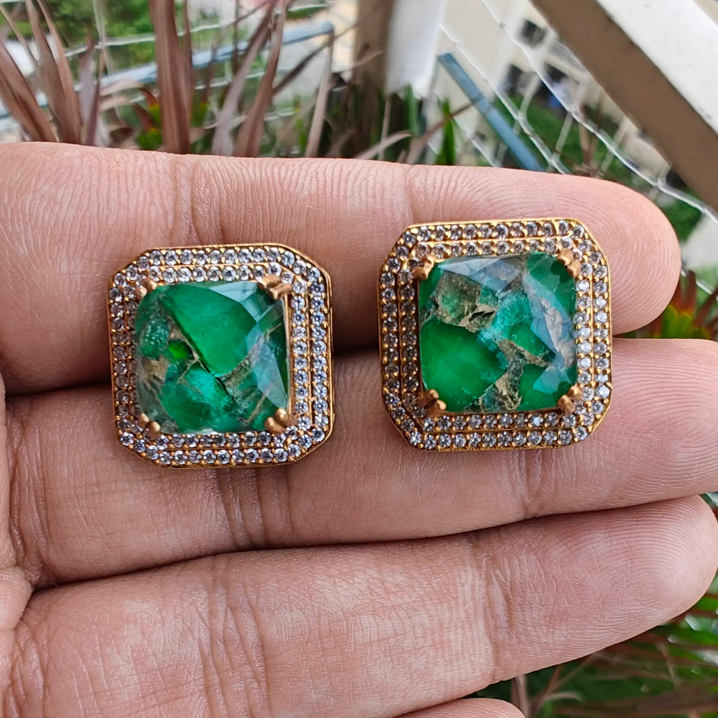 Inara Tourmaline Doublet Studs- Green