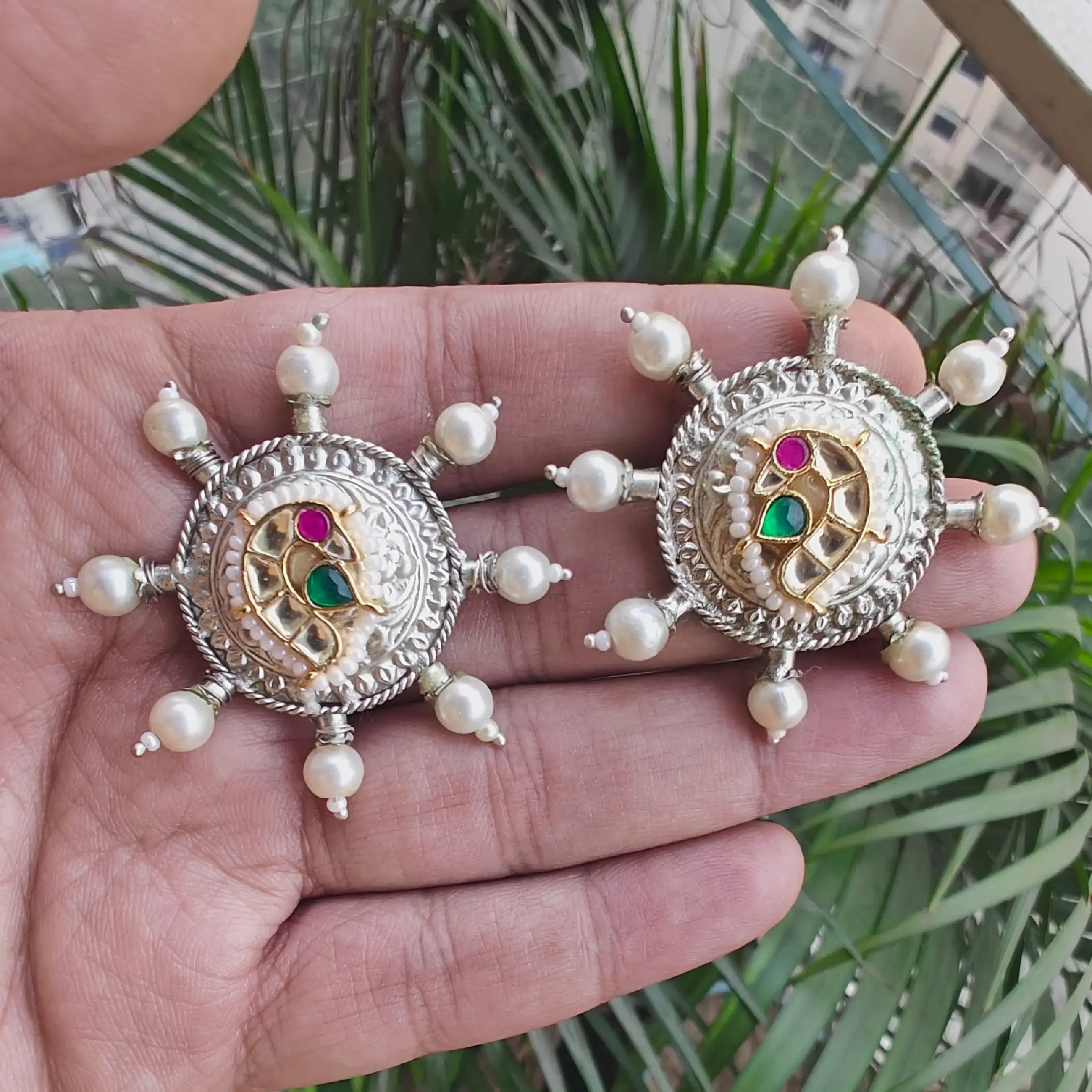 Amrapali Surya Brass Fusion Silver Replica Stud