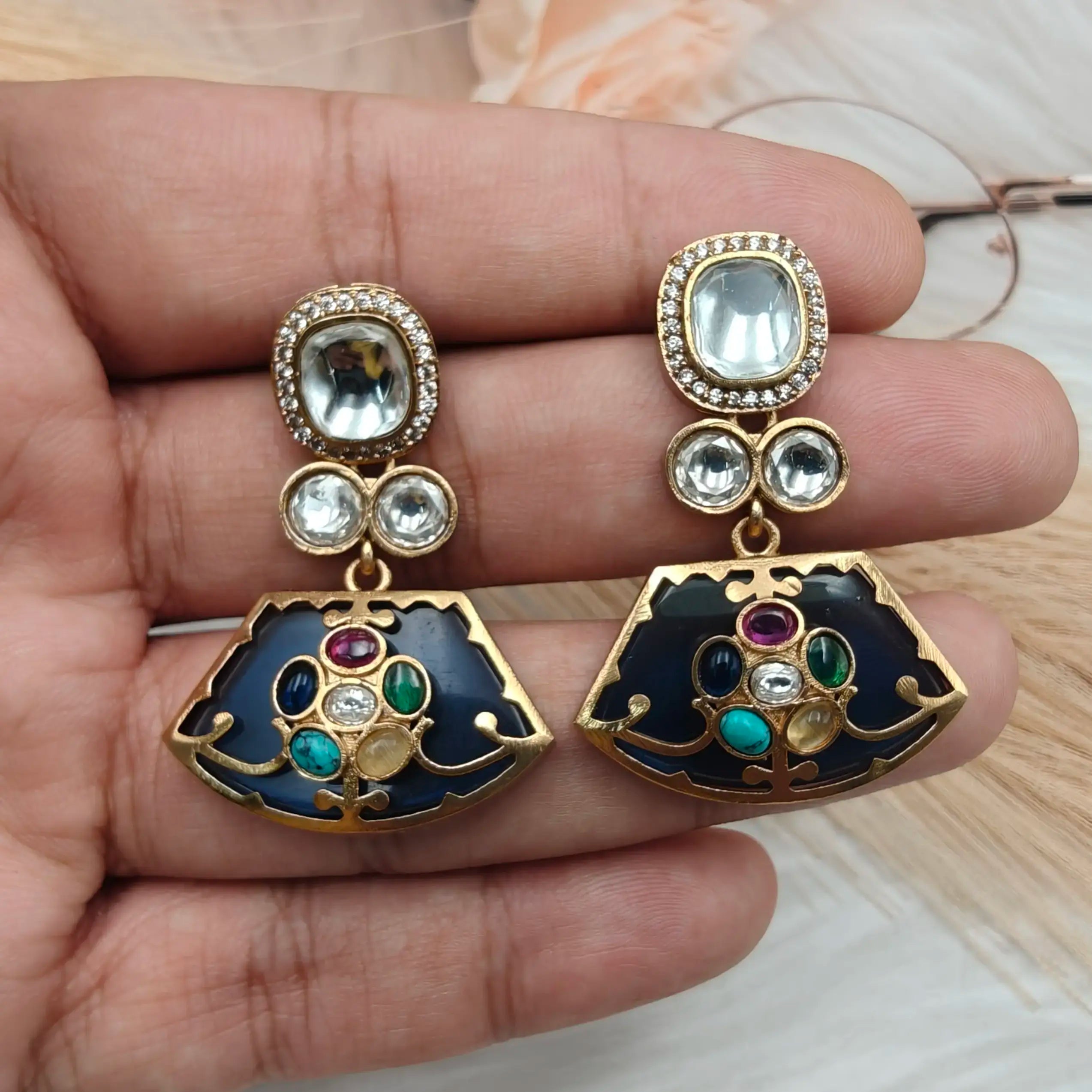 Taniya Holdali Earrings - Dark Blue
