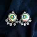 Hand Painted Brass Earrings- Cream