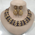Arpita Uncut Polki Moissanite Necklace Set - Purple