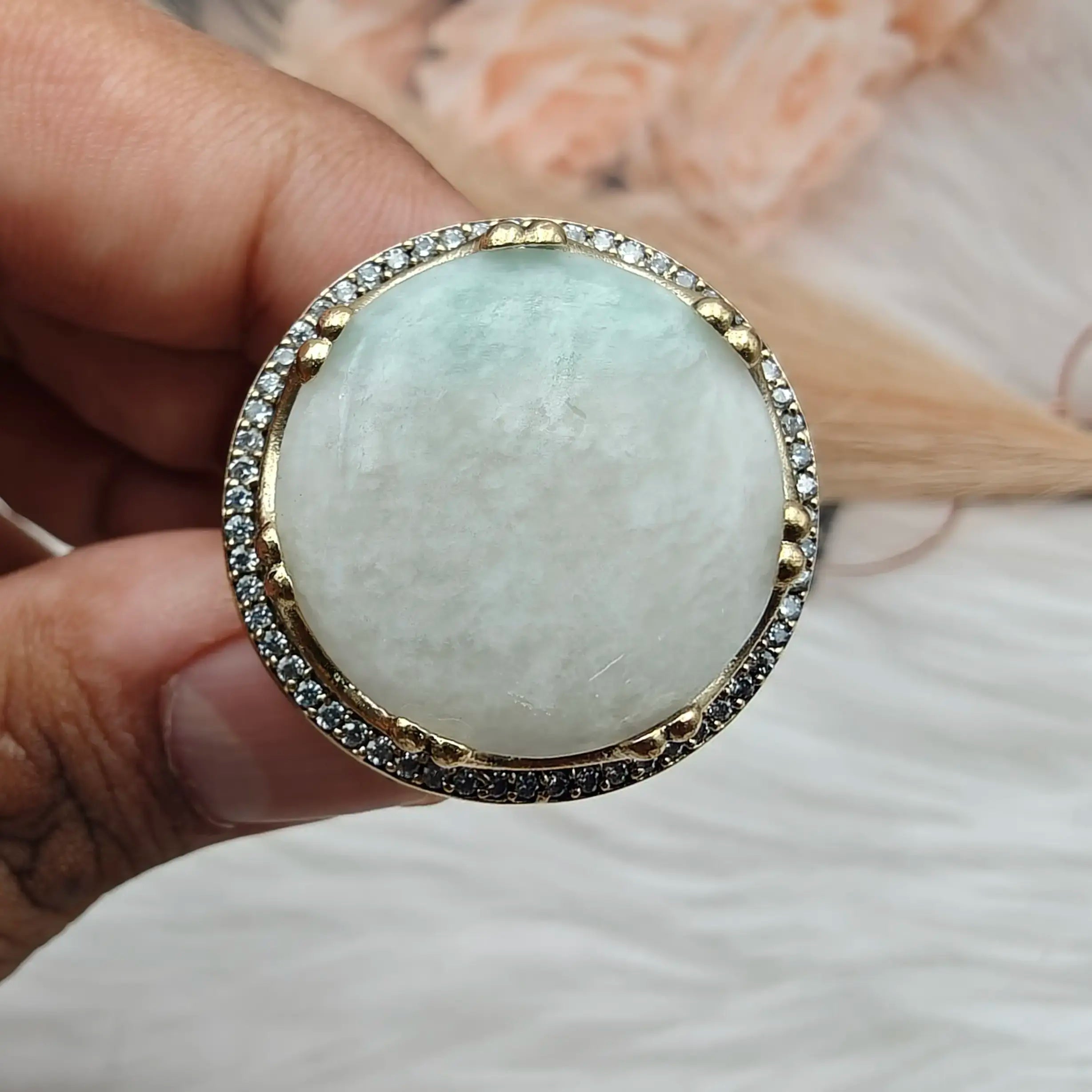 Saira Sabya Inspired Ring- White Hemimorphite