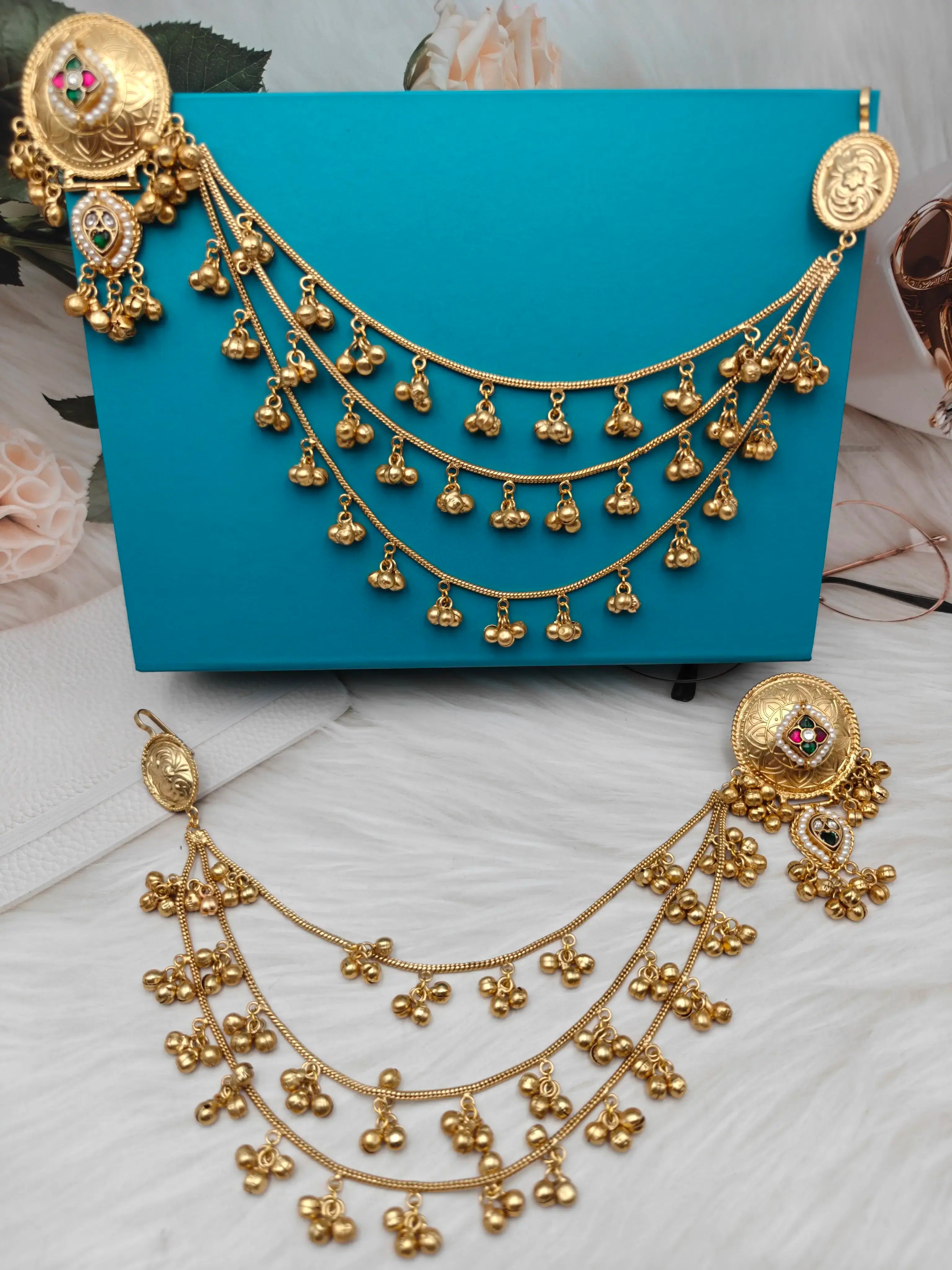 Kanira Kanphool Chain Fusion Kashmiri Earrings