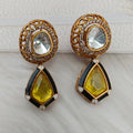 Aparna Doublet Enamel Earrings - Yellow