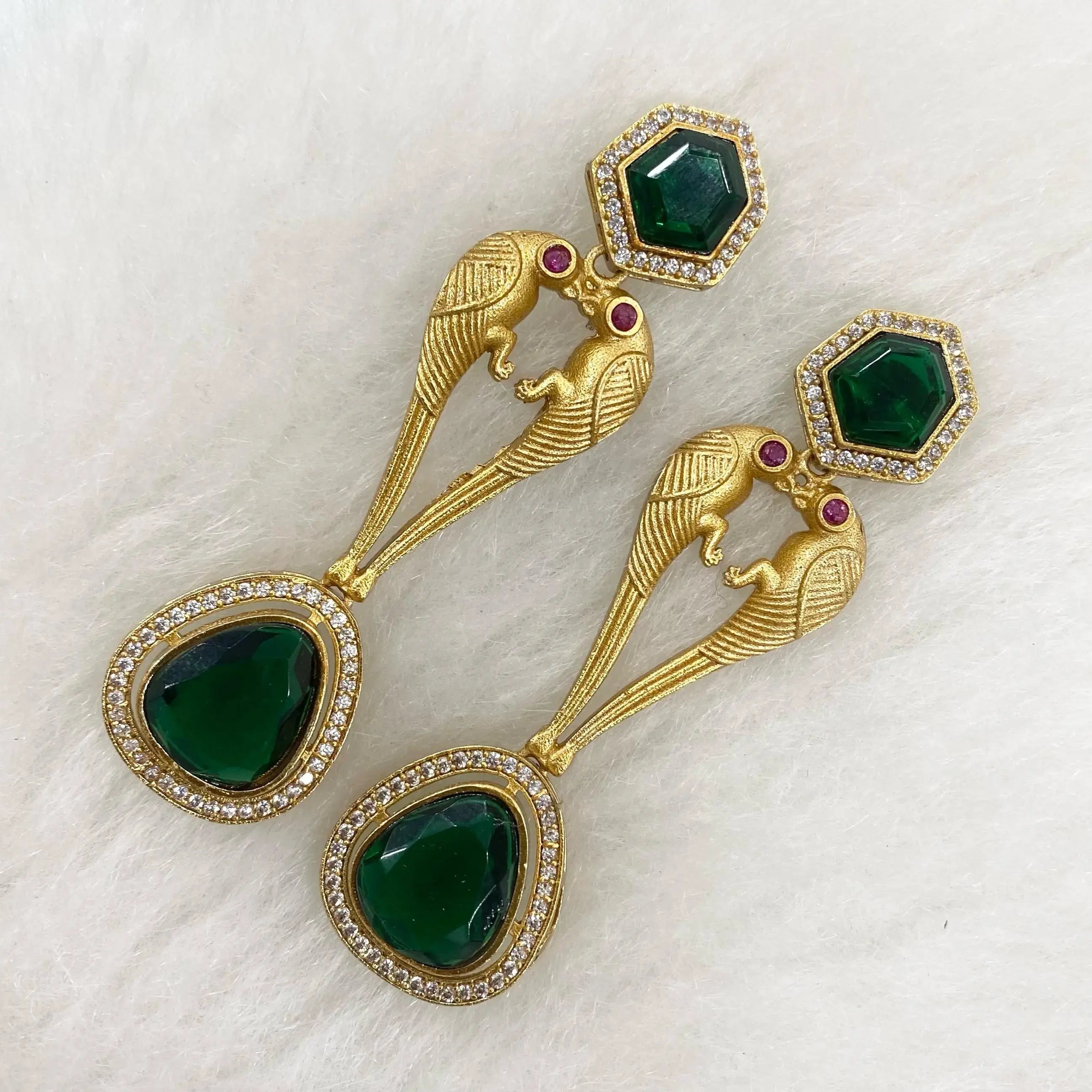 Chitra Bird Earrings - Green