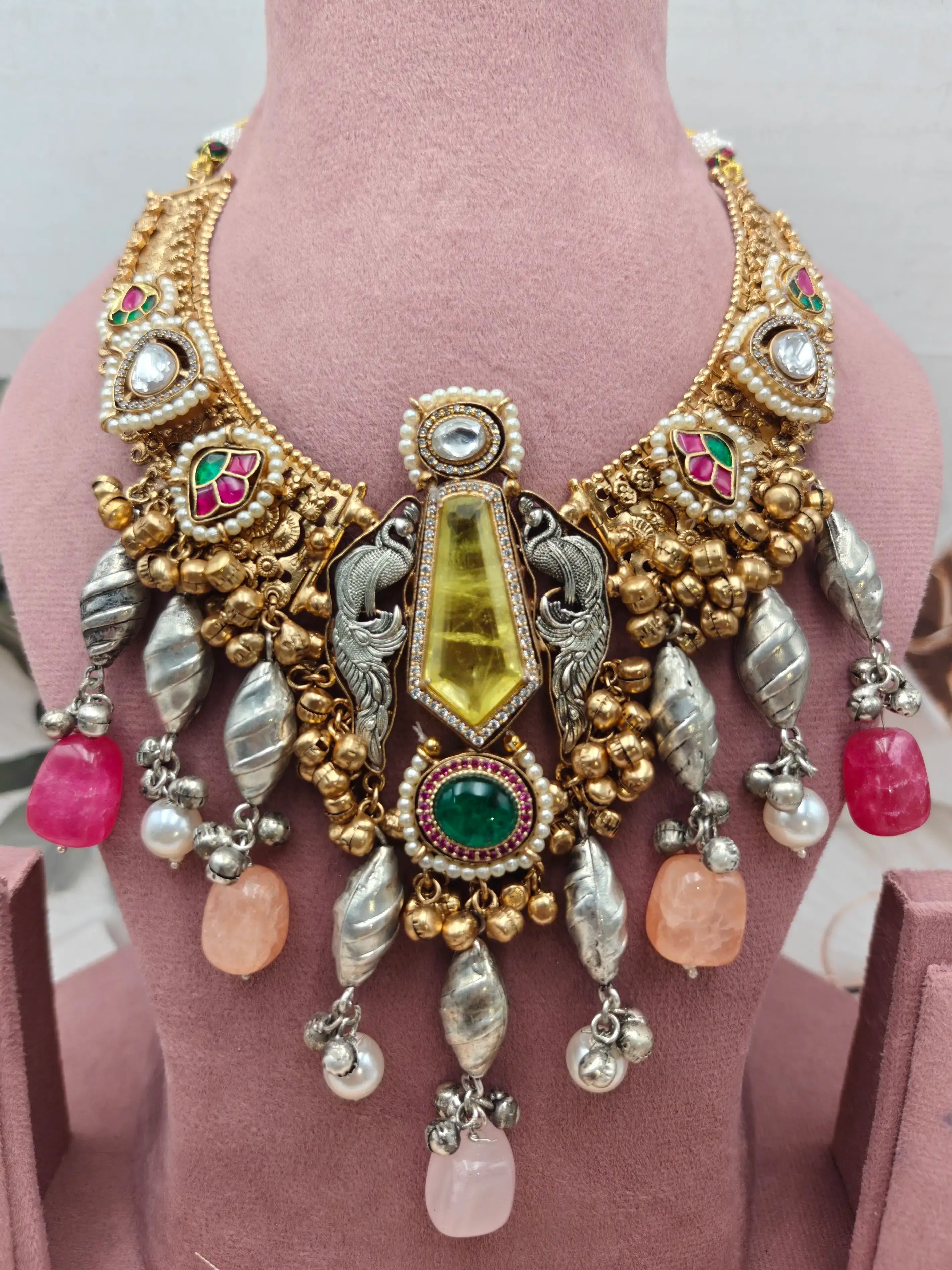 Pardesiya Amrapali Brass Fusion Handcrafted Necklace
