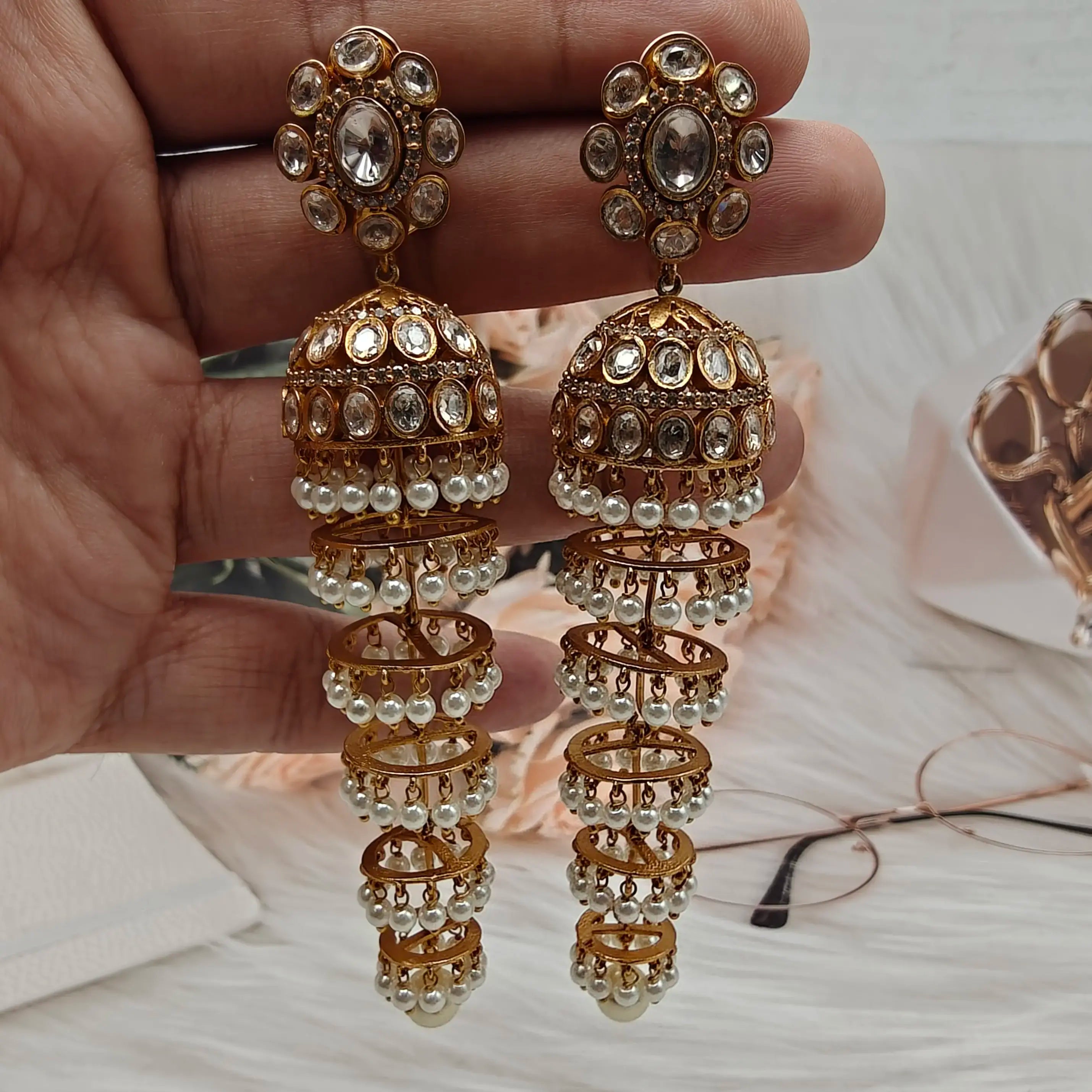 Kashni Moissanite Layered Jhumki
