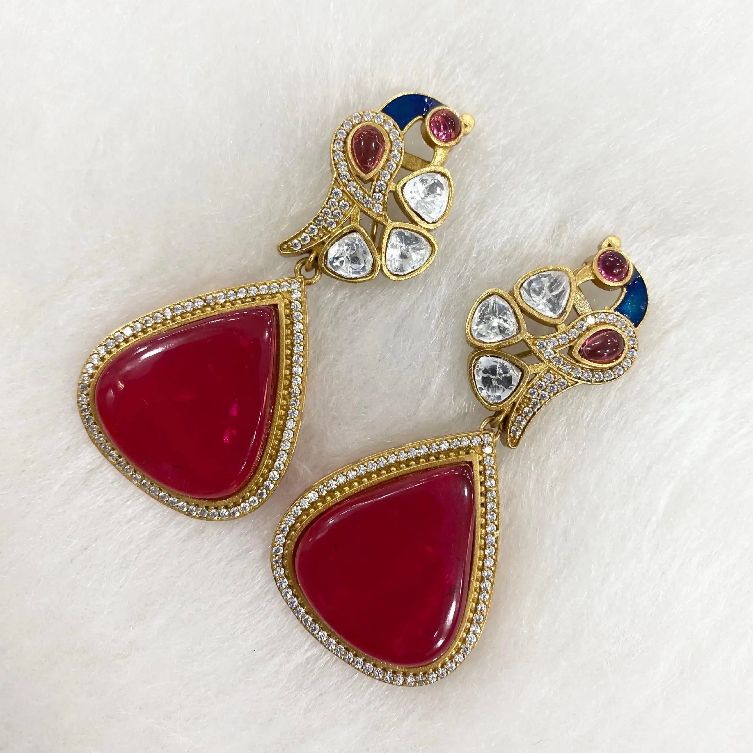 Kayal Doublet Earrings- Ruby