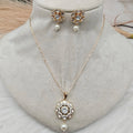 Vani Sunheri Kundan Pendant Set- White