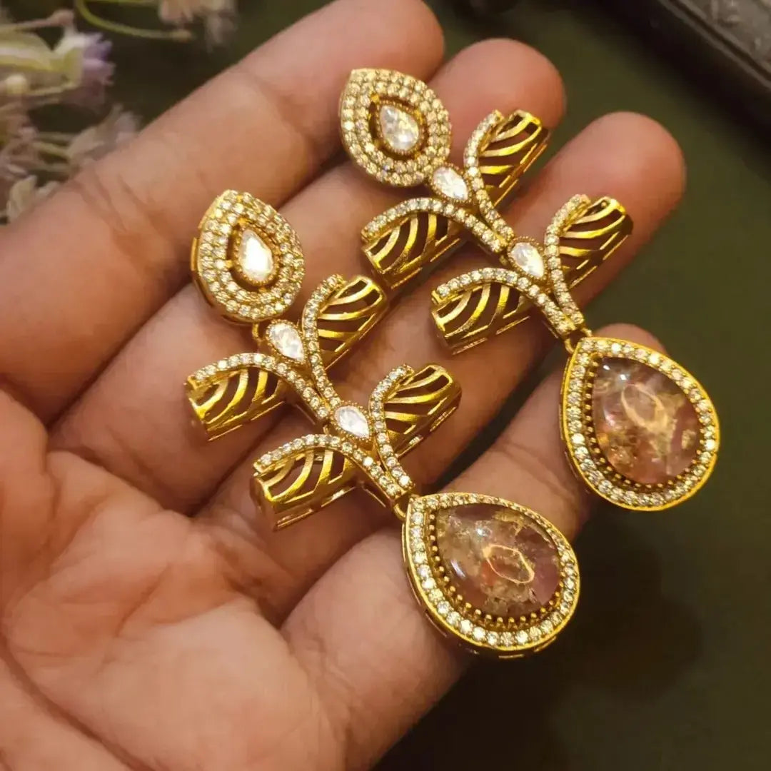 Zarina Leaffall Chandelier Earrings - Pink