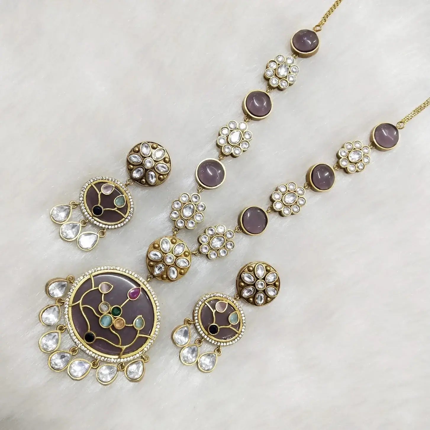 Mayuri Amrapali Necklace Set- Purple