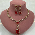Shraddha Doublet and Uncut Moissanite Polki Necklace Set - Red