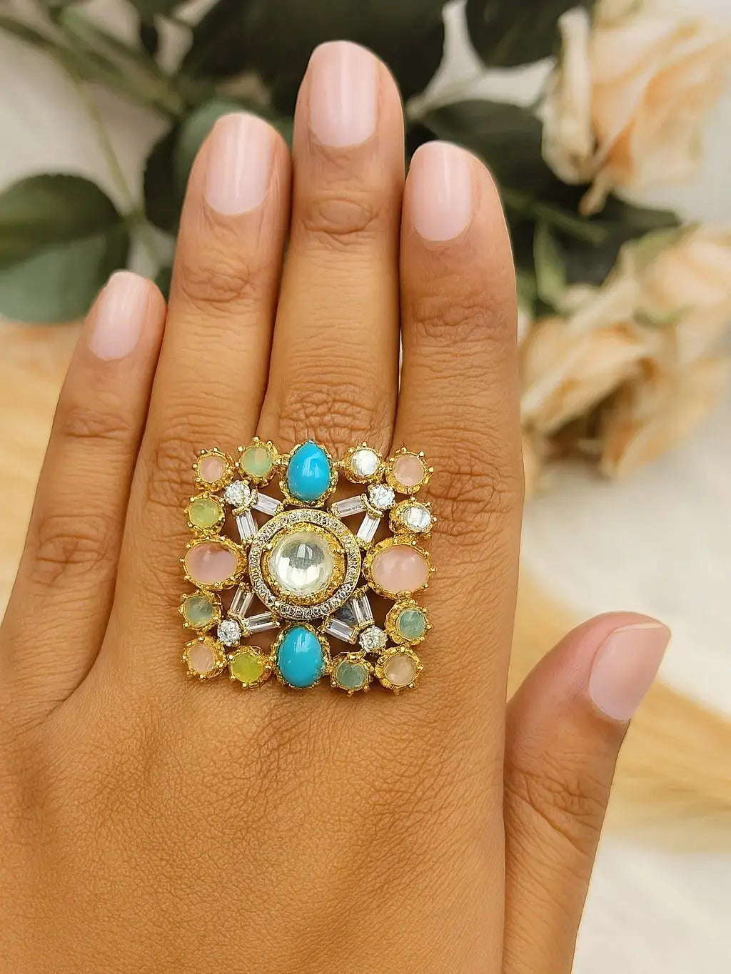 Eterna Glow Adjustable Ring- White Multi