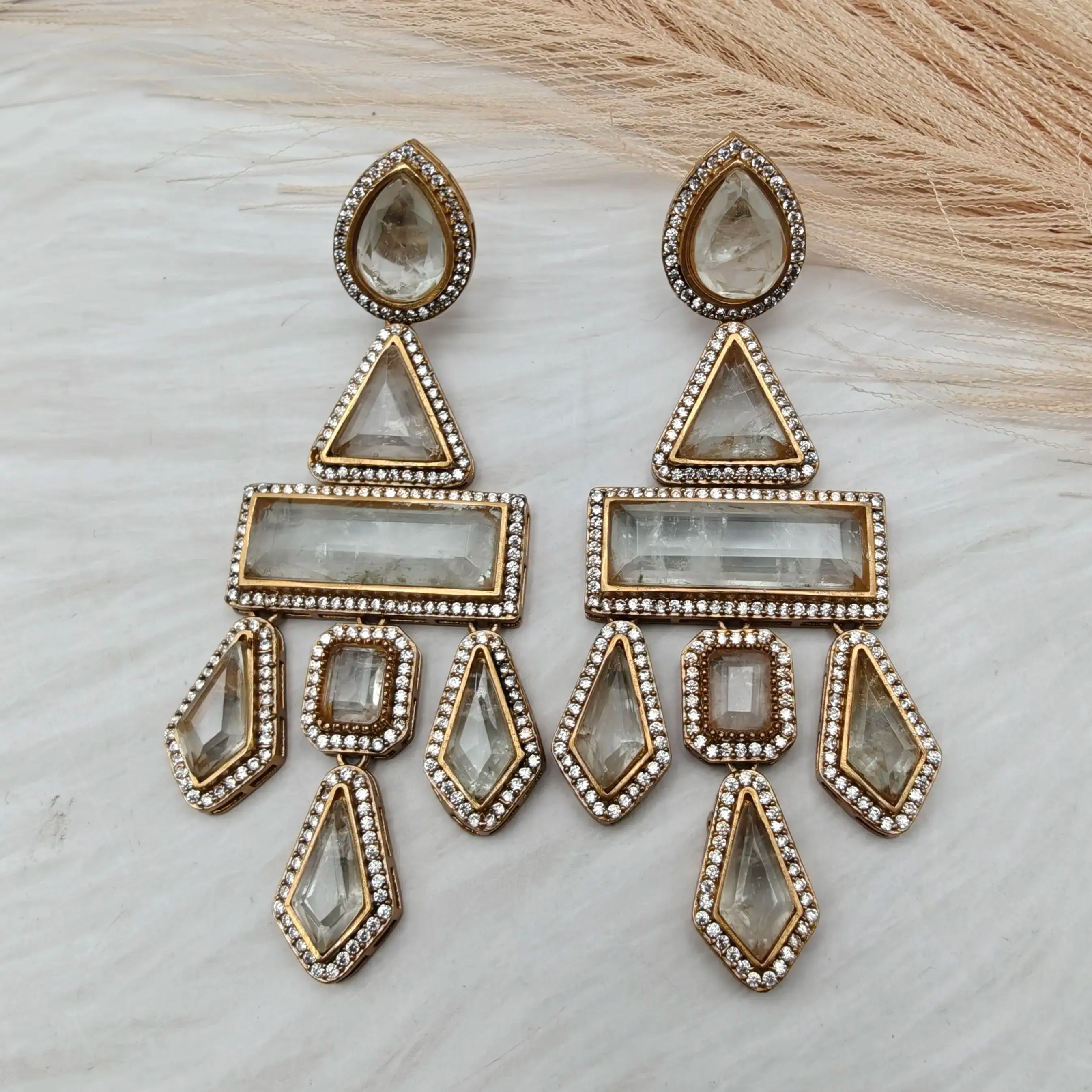 Luxe Boho Doublet Chandelier Earrings - White