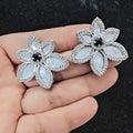 Shell Stone Flower Earrings- Black