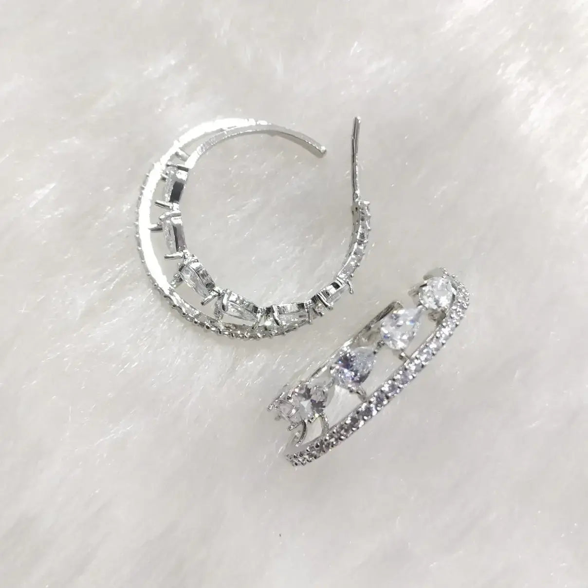 Poornima AD Hoop Earrings- White