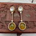 Aarzoo Doublet Uncut Polki Danglers - Yellow