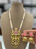 Vanmayi Bagh Amrapali Brass Fusion Doublet Necklace Set - Pink