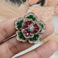 Floria Cocktail Ring - Ruby n Green