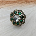 Niharika Uncut Polki Ring- Green