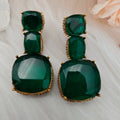 Sabya Inspired Vrinda Doublet Statement Earrings - Emerald Green