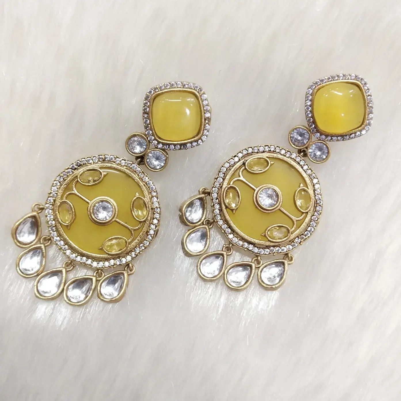 Handcrafted Kamya Statement Earrings - Yellow
