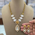 Pravika Sabyasachi Inspired Bagh Necklace Set - White