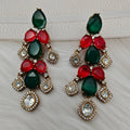 Aashiqui Doublet And Uncut Moissanite Polki Danglers - Emerald Green N Red