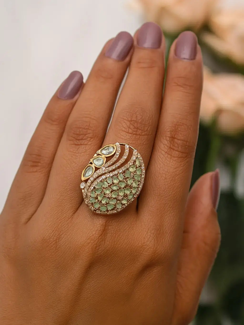 Armaya Adjustable Finger Ring - Mint