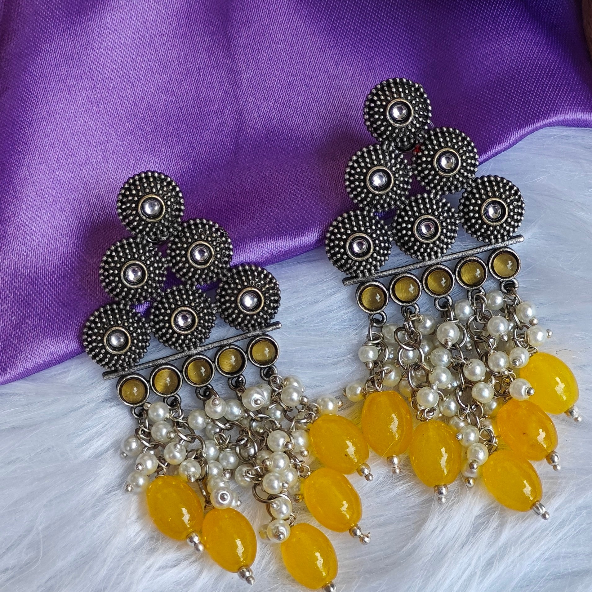 Anaisha Silver Earring - Yellow