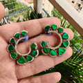 Aaryah Shell Stone Statement Earrings - Green