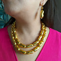 Double layer Gold Brass Indo-Western Necklace Set