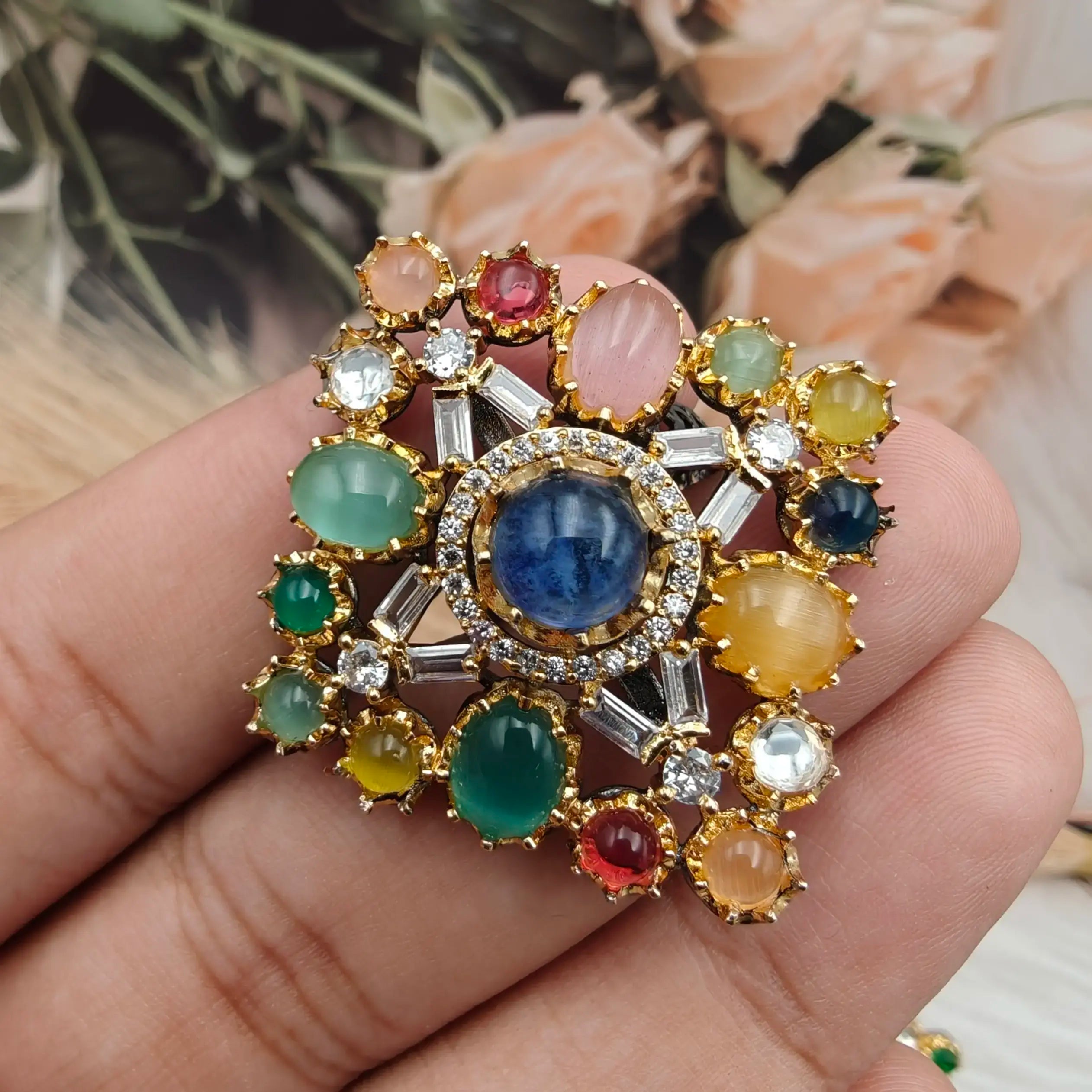 Eterna Glow Adjustable Finger Ring - Blue Multi