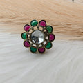 Aashka Takker Stone Ring- Ruby n Green