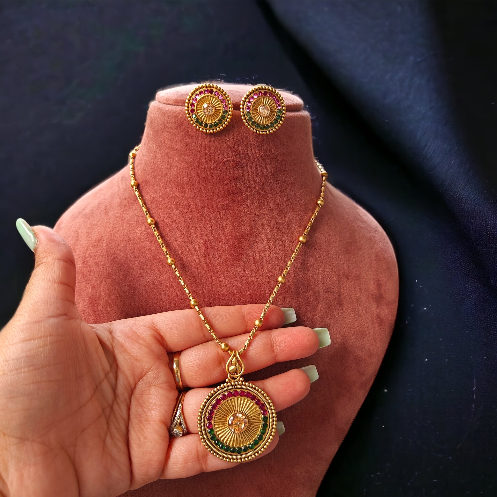 Chakra Pendant Set- Gold Plated